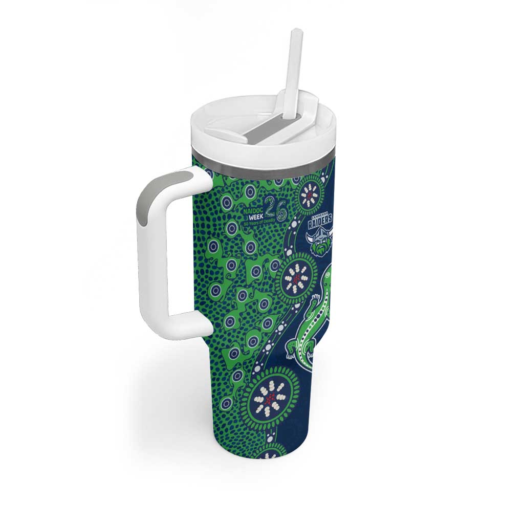 Canberra Raiders NAIDOC Week 2026 Tumbler With Handle Aboriginal Lizard Dot Painting - 50 Years of Deadly