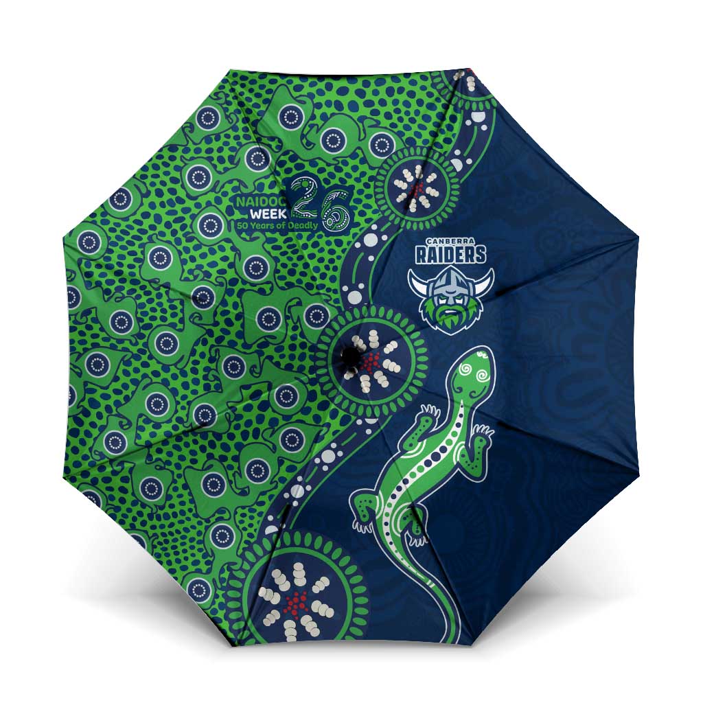 Canberra Raiders NAIDOC Week 2026 Umbrella Aboriginal Lizard Dot Painting - 50 Years of Deadly