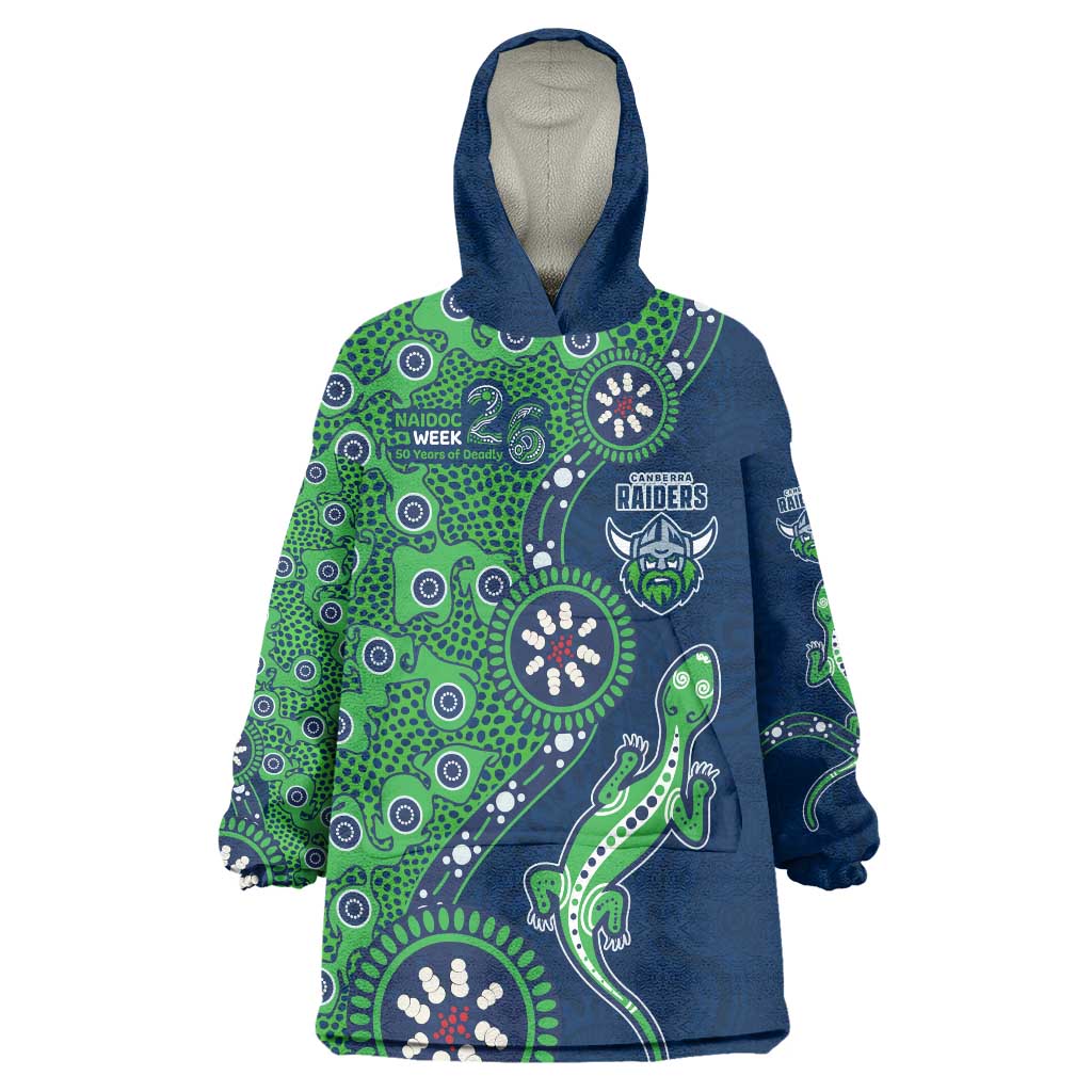 Canberra Raiders NAIDOC Week 2026 Wearable Blanket Hoodie Aboriginal Lizard Dot Painting - 50 Years of Deadly