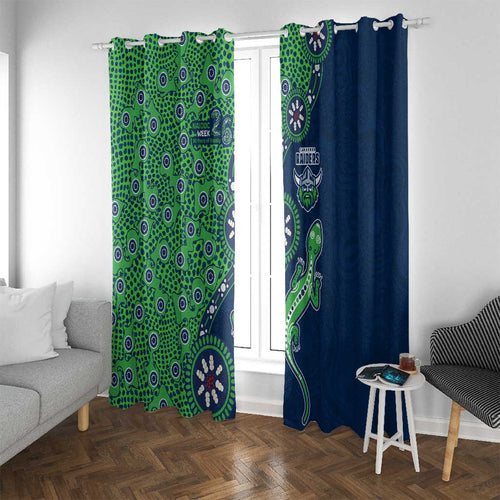 Canberra Raiders NAIDOC Week 2026 Window Curtain Aboriginal Lizard Dot Painting - 50 Years of Deadly