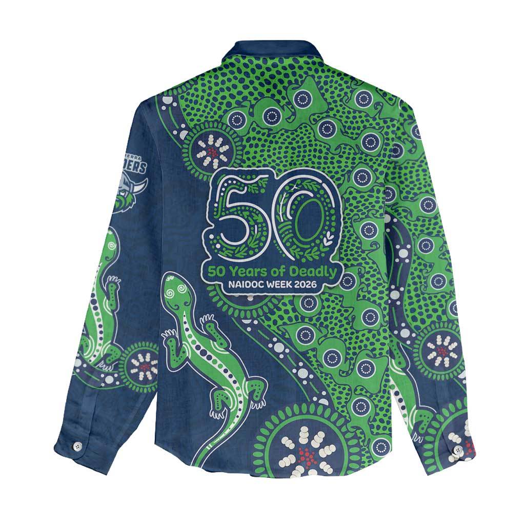 Canberra Raiders NAIDOC Week 2026 Women Casual Shirt Aboriginal Lizard Dot Painting - 50 Years of Deadly