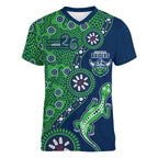 Canberra Raiders NAIDOC Week 2026 Women V-Neck T-Shirt Aboriginal Lizard Dot Painting - 50 Years of Deadly