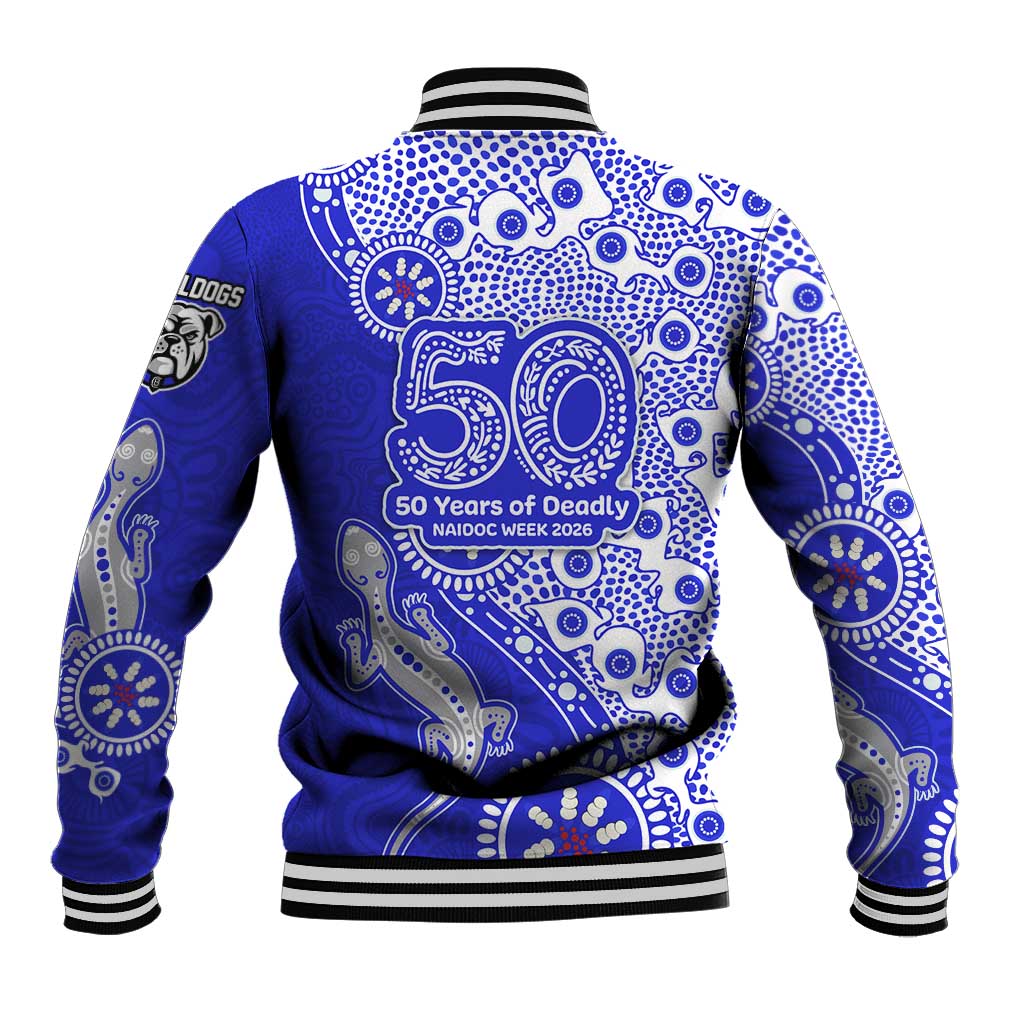 Canterbury-Bankstown Bulldogs NAIDOC Week 2026 Baseball Jacket Aboriginal Lizard Dot Painting - 50 Years of Deadly