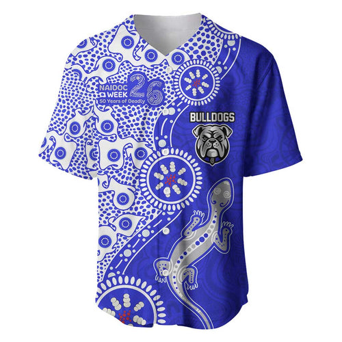 Canterbury-Bankstown Bulldogs NAIDOC Week 2026 Baseball Jersey Aboriginal Lizard Dot Painting - 50 Years of Deadly