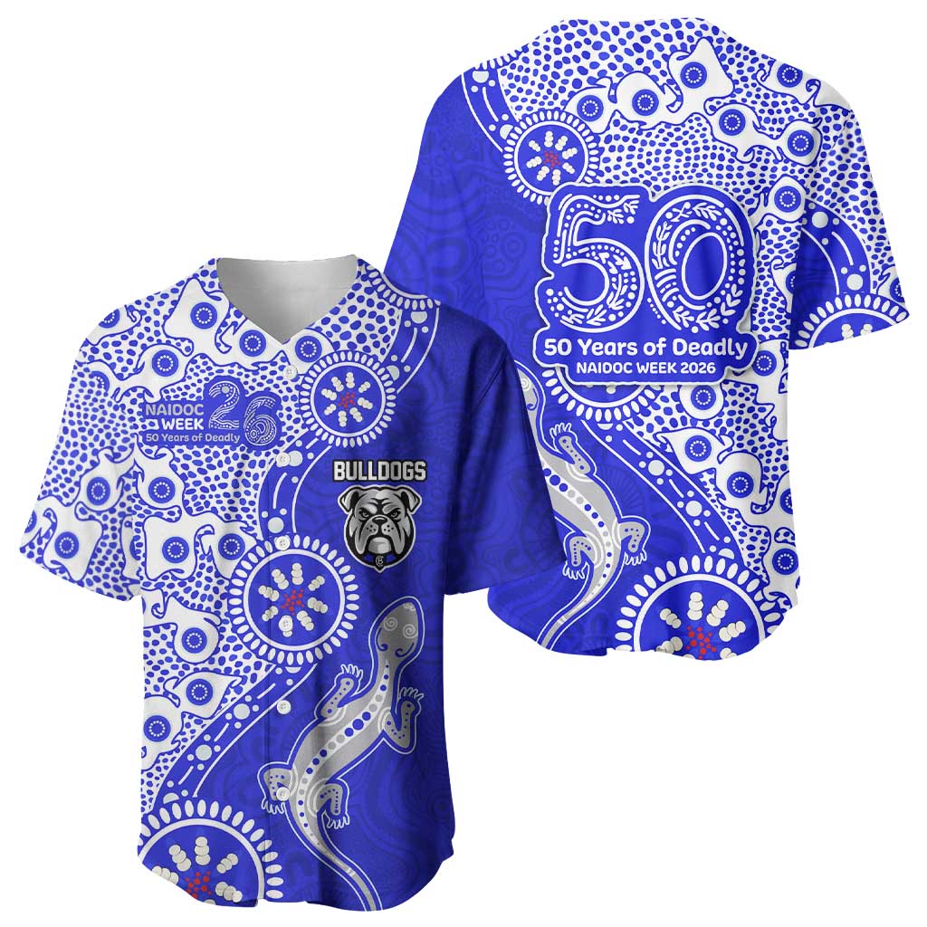 Canterbury-Bankstown Bulldogs NAIDOC Week 2026 Baseball Jersey Aboriginal Lizard Dot Painting - 50 Years of Deadly