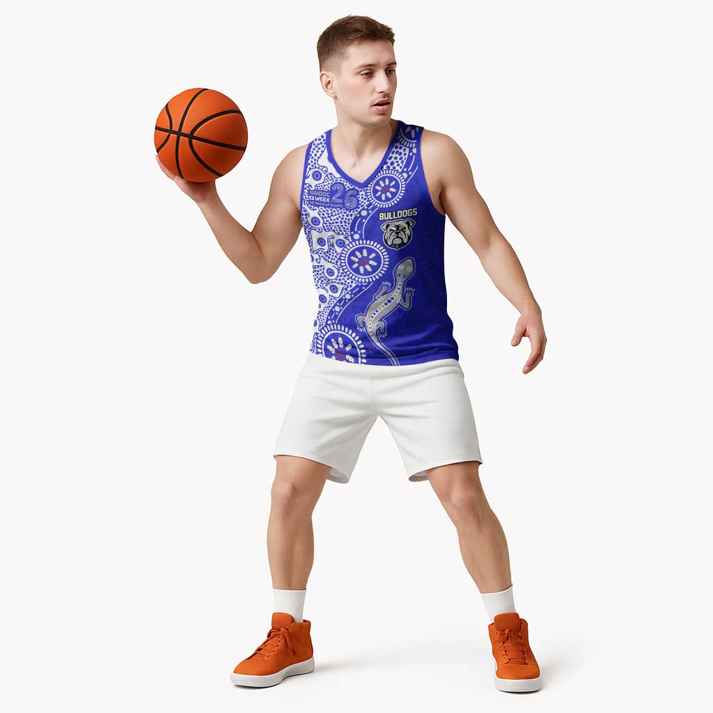Canterbury-Bankstown Bulldogs NAIDOC Week 2026 Basketball Jersey Aboriginal Lizard Dot Painting - 50 Years of Deadly