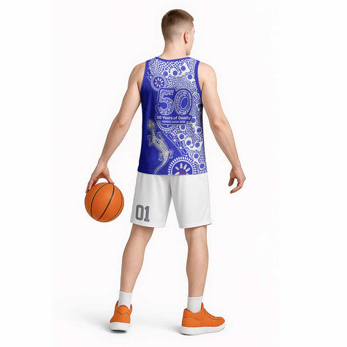 Canterbury-Bankstown Bulldogs NAIDOC Week 2026 Basketball Jersey Aboriginal Lizard Dot Painting - 50 Years of Deadly