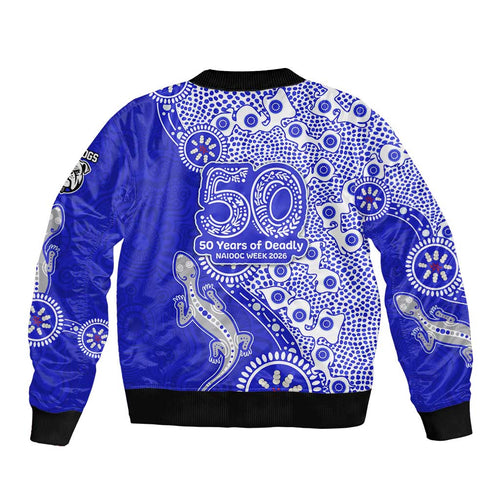 Canterbury-Bankstown Bulldogs NAIDOC Week 2026 Bomber Jacket Aboriginal Lizard Dot Painting - 50 Years of Deadly