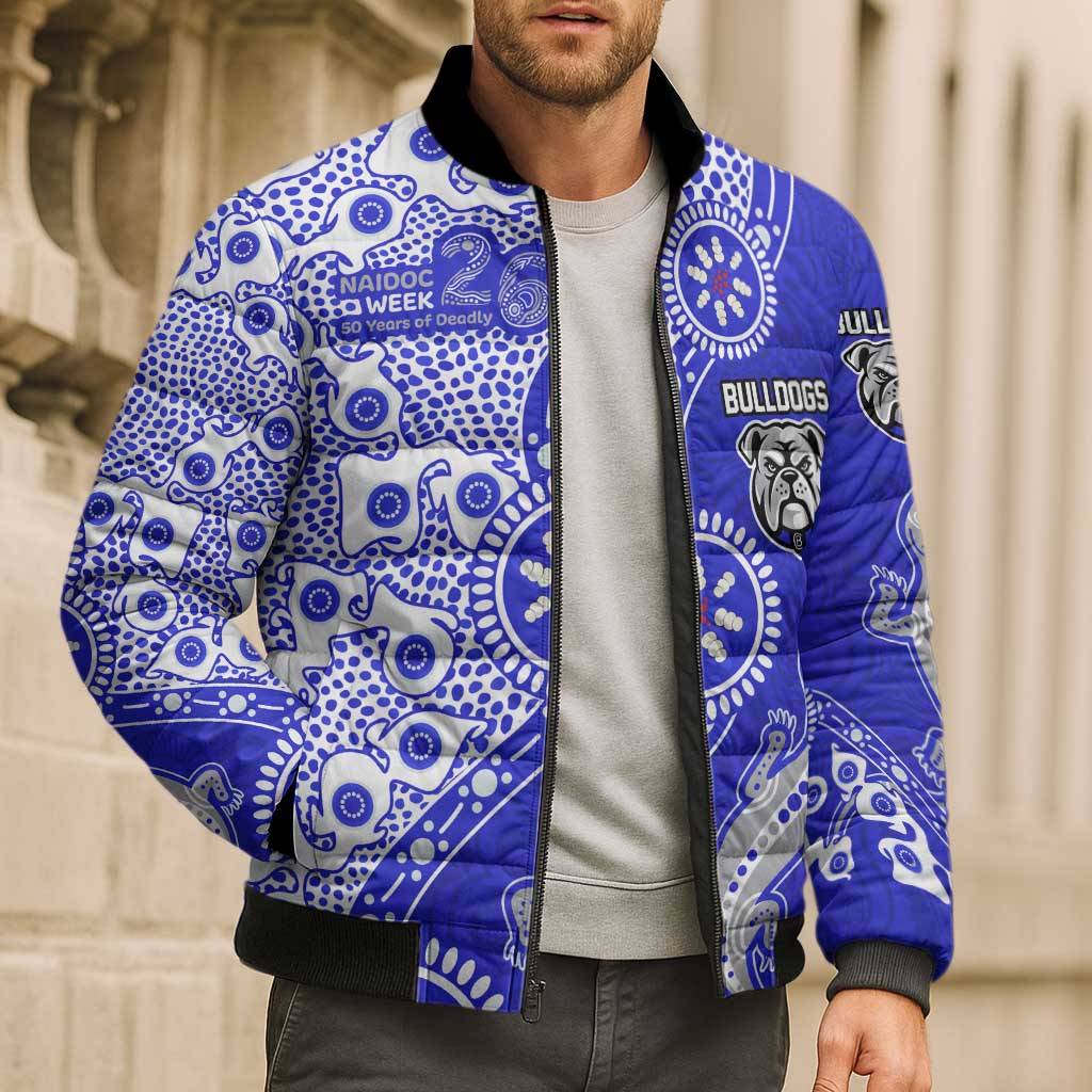 Canterbury-Bankstown Bulldogs NAIDOC Week 2026 Bomber Puffer Jacket Aboriginal Lizard Dot Painting - 50 Years of Deadly