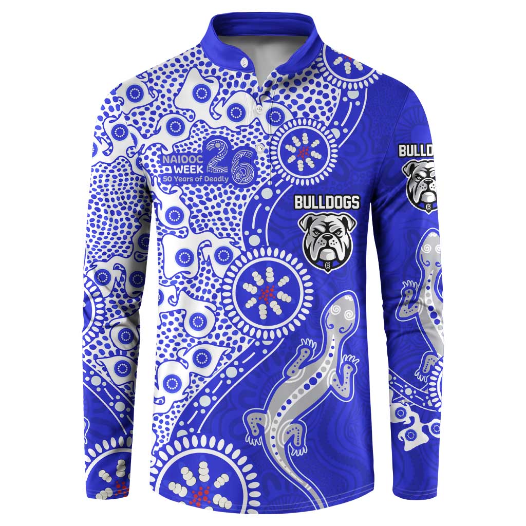 Canterbury-Bankstown Bulldogs NAIDOC Week 2026 Button Sweatshirt Aboriginal Lizard Dot Painting - 50 Years of Deadly