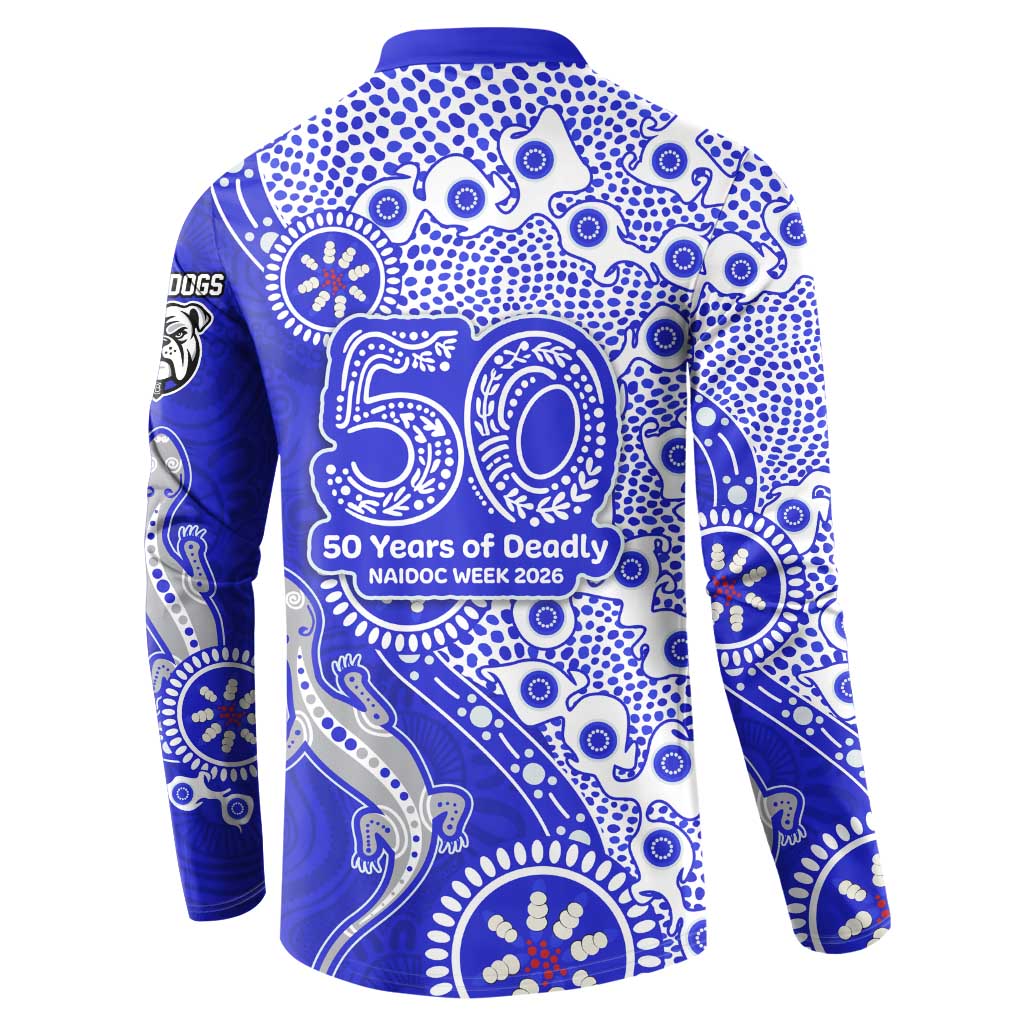 Canterbury-Bankstown Bulldogs NAIDOC Week 2026 Button Sweatshirt Aboriginal Lizard Dot Painting - 50 Years of Deadly