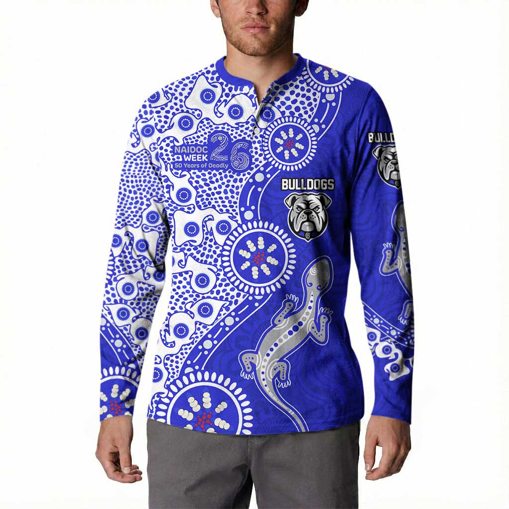 Canterbury-Bankstown Bulldogs NAIDOC Week 2026 Button Sweatshirt Aboriginal Lizard Dot Painting - 50 Years of Deadly