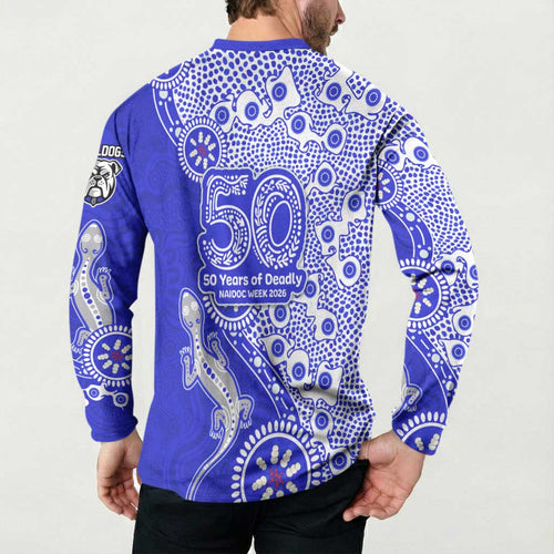 Canterbury-Bankstown Bulldogs NAIDOC Week 2026 Button Sweatshirt Aboriginal Lizard Dot Painting - 50 Years of Deadly