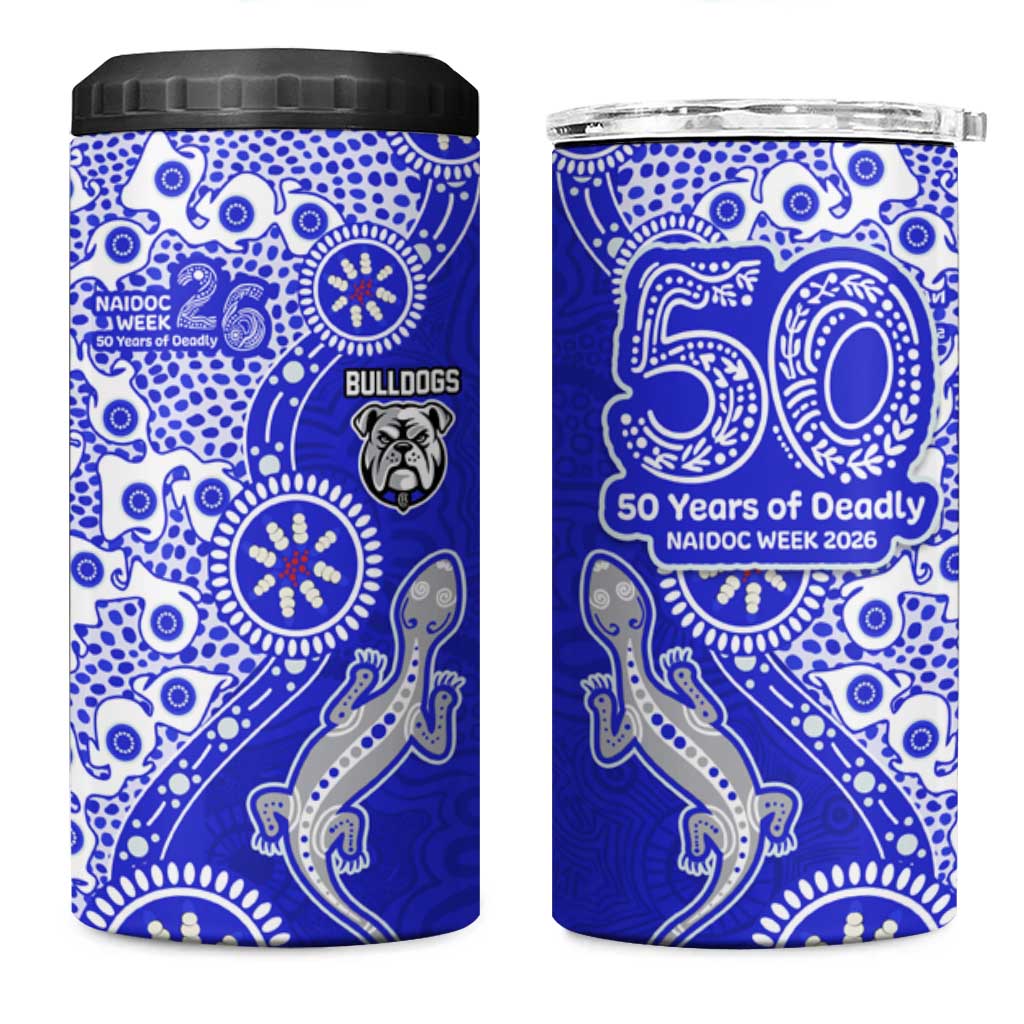 Canterbury-Bankstown Bulldogs NAIDOC Week 2026 4 in 1 Can Cooler Tumbler Aboriginal Lizard Dot Painting - 50 Years of Deadly