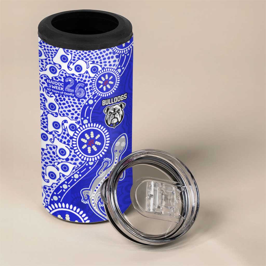 Canterbury-Bankstown Bulldogs NAIDOC Week 2026 4 in 1 Can Cooler Tumbler Aboriginal Lizard Dot Painting - 50 Years of Deadly