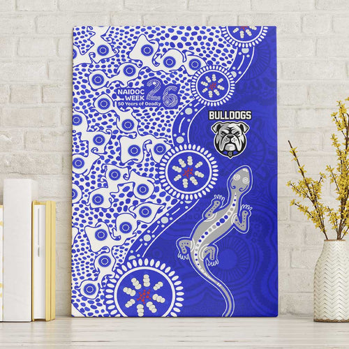 Canterbury-Bankstown Bulldogs NAIDOC Week 2026 Canvas Wall Art Aboriginal Lizard Dot Painting - 50 Years of Deadly