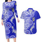 Canterbury-Bankstown Bulldogs NAIDOC Week 2026 Couples Matching Long Sleeve Bodycon Dress and Hawaiian Shirt Aboriginal Lizard Dot Painting - 50 Years of Deadly
