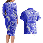 Canterbury-Bankstown Bulldogs NAIDOC Week 2026 Couples Matching Long Sleeve Bodycon Dress and Hawaiian Shirt Aboriginal Lizard Dot Painting - 50 Years of Deadly