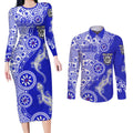 Canterbury-Bankstown Bulldogs NAIDOC Week 2026 Couples Matching Long Sleeve Bodycon Dress and Long Sleeve Button Shirt Aboriginal Lizard Dot Painting - 50 Years of Deadly