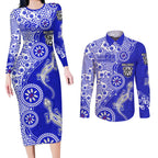 Canterbury-Bankstown Bulldogs NAIDOC Week 2026 Couples Matching Long Sleeve Bodycon Dress and Long Sleeve Button Shirt Aboriginal Lizard Dot Painting - 50 Years of Deadly