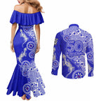 Canterbury-Bankstown Bulldogs NAIDOC Week 2026 Couples Matching Mermaid Dress and Long Sleeve Button Shirt Aboriginal Lizard Dot Painting - 50 Years of Deadly