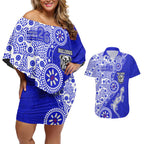 Canterbury-Bankstown Bulldogs NAIDOC Week 2026 Couples Matching Off Shoulder Short Dress and Hawaiian Shirt Aboriginal Lizard Dot Painting - 50 Years of Deadly