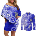 Canterbury-Bankstown Bulldogs NAIDOC Week 2026 Couples Matching Off Shoulder Short Dress and Long Sleeve Button Shirt Aboriginal Lizard Dot Painting - 50 Years of Deadly