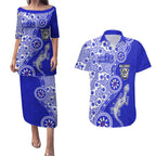 Canterbury-Bankstown Bulldogs NAIDOC Week 2026 Couples Matching Puletasi and Hawaiian Shirt Aboriginal Lizard Dot Painting - 50 Years of Deadly