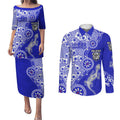 Canterbury-Bankstown Bulldogs NAIDOC Week 2026 Couples Matching Puletasi and Long Sleeve Button Shirt Aboriginal Lizard Dot Painting - 50 Years of Deadly