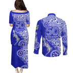 Canterbury-Bankstown Bulldogs NAIDOC Week 2026 Couples Matching Puletasi and Long Sleeve Button Shirt Aboriginal Lizard Dot Painting - 50 Years of Deadly