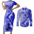 Canterbury-Bankstown Bulldogs NAIDOC Week 2026 Couples Matching Short Sleeve Bodycon Dress and Long Sleeve Button Shirt Aboriginal Lizard Dot Painting - 50 Years of Deadly