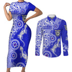 Canterbury-Bankstown Bulldogs NAIDOC Week 2026 Couples Matching Short Sleeve Bodycon Dress and Long Sleeve Button Shirt Aboriginal Lizard Dot Painting - 50 Years of Deadly
