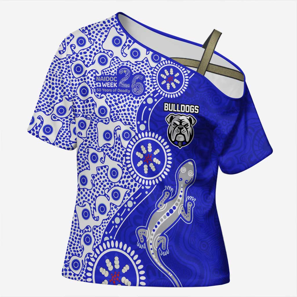 Canterbury-Bankstown Bulldogs NAIDOC Week 2026 Cross Shoulder Shirt Aboriginal Lizard Dot Painting - 50 Years of Deadly