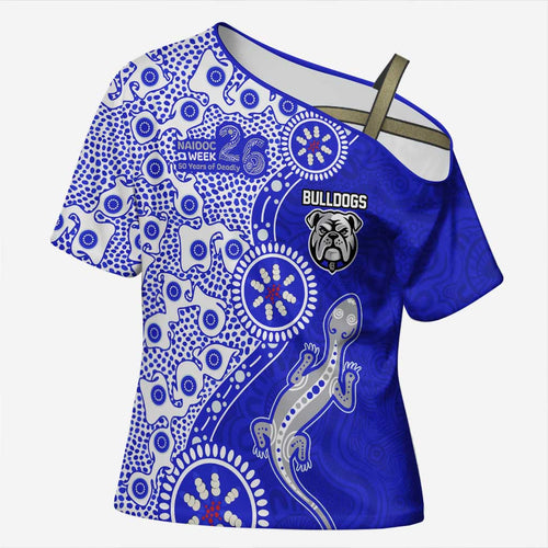 Canterbury-Bankstown Bulldogs NAIDOC Week 2026 Cross Shoulder Shirt Aboriginal Lizard Dot Painting - 50 Years of Deadly