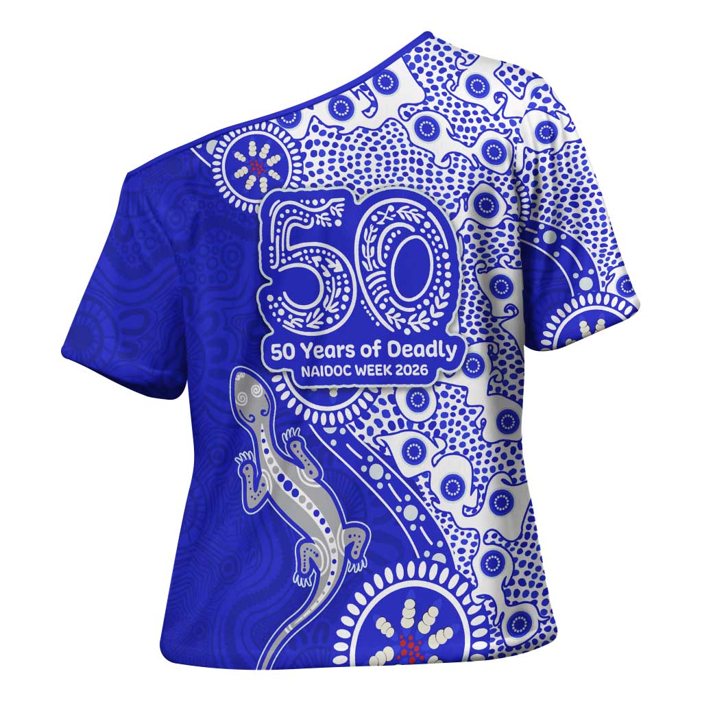 Canterbury-Bankstown Bulldogs NAIDOC Week 2026 Cross Shoulder Shirt Aboriginal Lizard Dot Painting - 50 Years of Deadly
