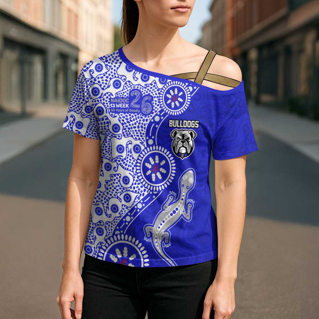 Canterbury-Bankstown Bulldogs NAIDOC Week 2026 Cross Shoulder Shirt Aboriginal Lizard Dot Painting - 50 Years of Deadly