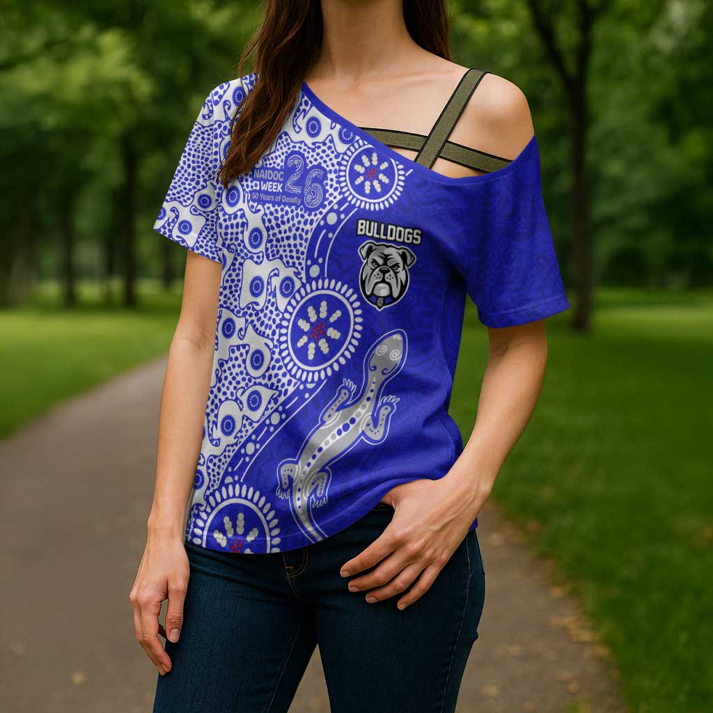 Canterbury-Bankstown Bulldogs NAIDOC Week 2026 Cross Shoulder Shirt Aboriginal Lizard Dot Painting - 50 Years of Deadly