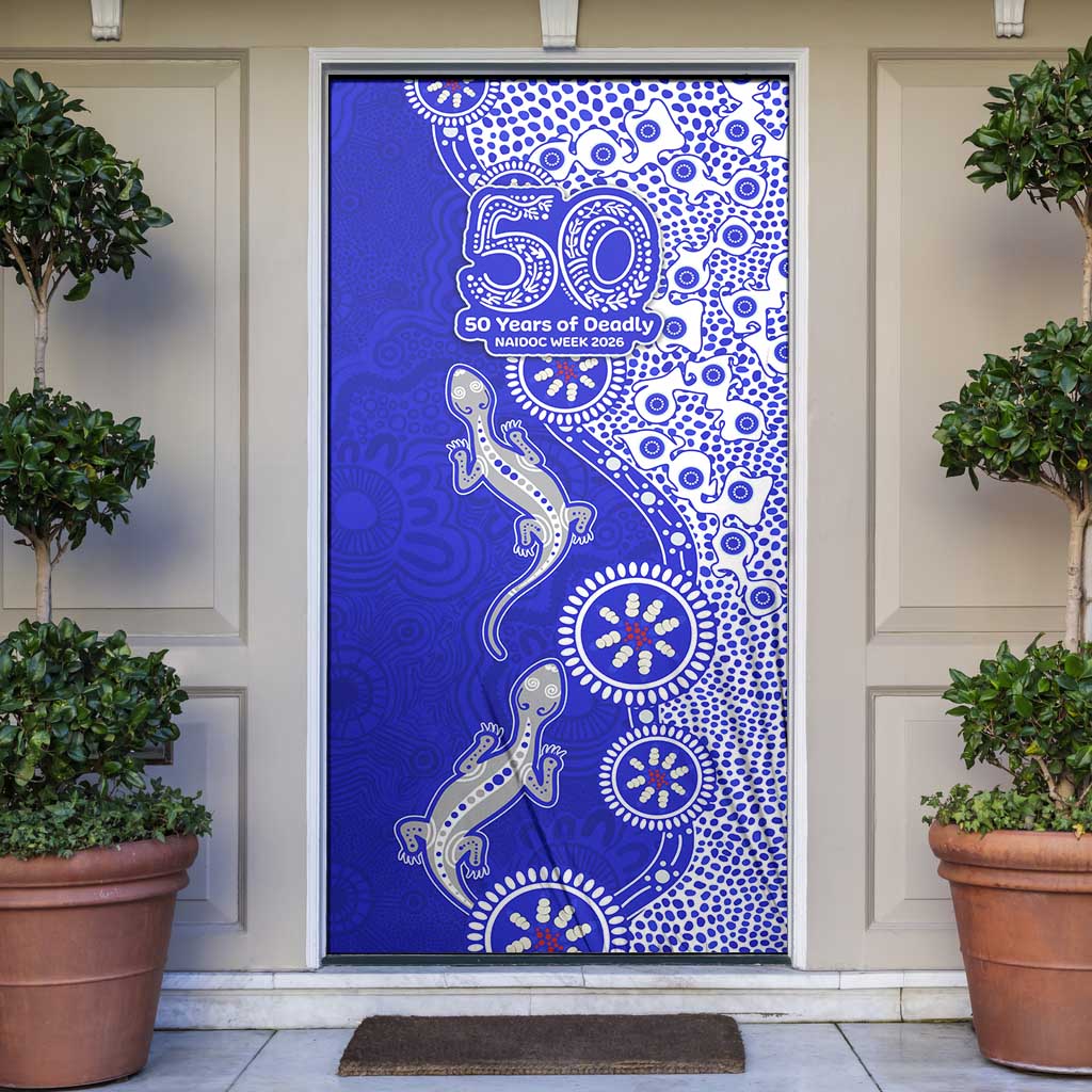 Canterbury-Bankstown Bulldogs NAIDOC Week 2026 Door Cover Aboriginal Lizard Dot Painting - 50 Years of Deadly