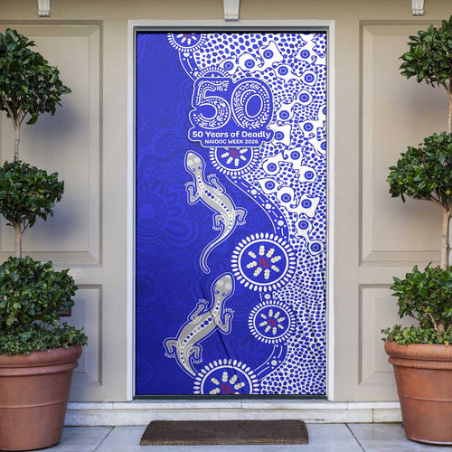 Canterbury-Bankstown Bulldogs NAIDOC Week 2026 Door Cover Aboriginal Lizard Dot Painting - 50 Years of Deadly