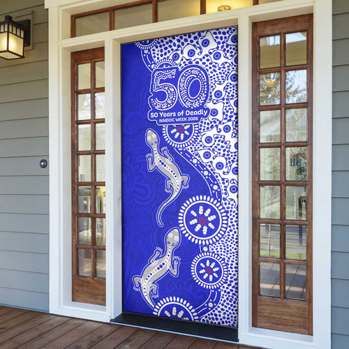 Canterbury-Bankstown Bulldogs NAIDOC Week 2026 Door Cover Aboriginal Lizard Dot Painting - 50 Years of Deadly