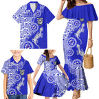 Canterbury-Bankstown Bulldogs NAIDOC Week 2026 Family Matching Mermaid Dress and Hawaiian Shirt Aboriginal Lizard Dot Painting - 50 Years of Deadly
