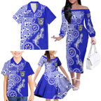 Canterbury-Bankstown Bulldogs NAIDOC Week 2026 Family Matching Off The Shoulder Long Sleeve Dress and Hawaiian Shirt Aboriginal Lizard Dot Painting - 50 Years of Deadly