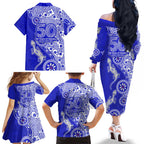 Canterbury-Bankstown Bulldogs NAIDOC Week 2026 Family Matching Off The Shoulder Long Sleeve Dress and Hawaiian Shirt Aboriginal Lizard Dot Painting - 50 Years of Deadly