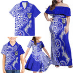 Canterbury-Bankstown Bulldogs NAIDOC Week 2026 Family Matching Off Shoulder Maxi Dress and Hawaiian Shirt Aboriginal Lizard Dot Painting - 50 Years of Deadly