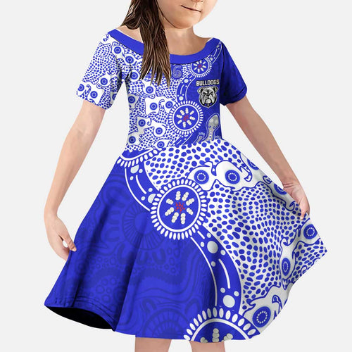 Canterbury-Bankstown Bulldogs NAIDOC Week 2026 Family Matching Off Shoulder Maxi Dress and Hawaiian Shirt Aboriginal Lizard Dot Painting - 50 Years of Deadly