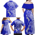 Canterbury-Bankstown Bulldogs NAIDOC Week 2026 Family Matching Off Shoulder Maxi Dress and Hawaiian Shirt Aboriginal Lizard Dot Painting - 50 Years of Deadly