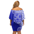 Canterbury-Bankstown Bulldogs NAIDOC Week 2026 Family Matching Off Shoulder Short Dress and Hawaiian Shirt Aboriginal Lizard Dot Painting - 50 Years of Deadly