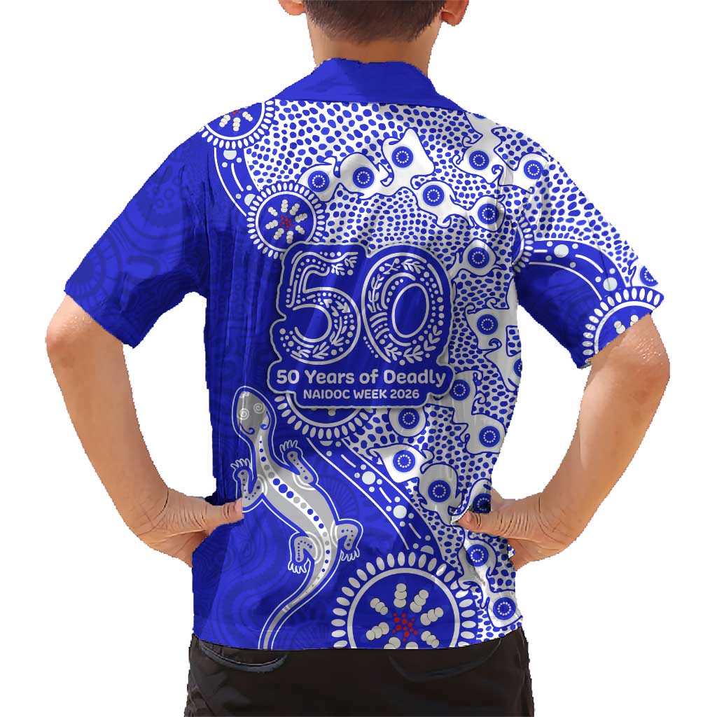 Canterbury-Bankstown Bulldogs NAIDOC Week 2026 Family Matching Summer Maxi Dress and Hawaiian Shirt Aboriginal Lizard Dot Painting - 50 Years of Deadly