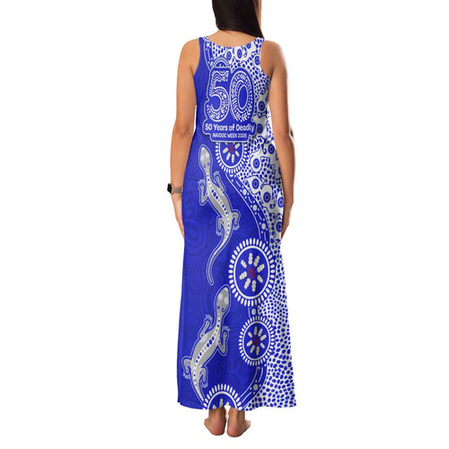Canterbury-Bankstown Bulldogs NAIDOC Week 2026 Family Matching Tank Maxi Dress and Hawaiian Shirt Aboriginal Lizard Dot Painting - 50 Years of Deadly