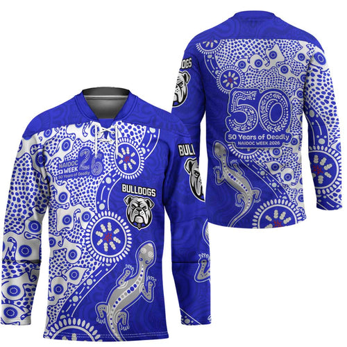 Canterbury-Bankstown Bulldogs NAIDOC Week 2026 Hockey Jersey Aboriginal Lizard Dot Painting - 50 Years of Deadly